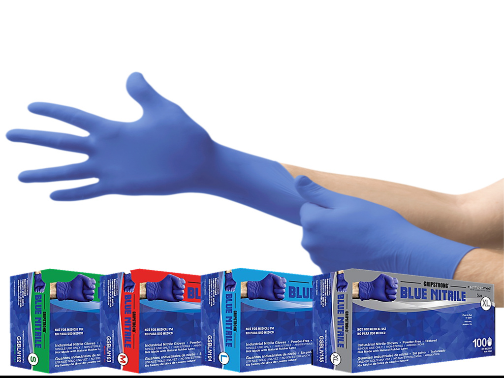 Grip Strong® Powder-Free Latex-Free Cobalt Blue Nitrile Gloves